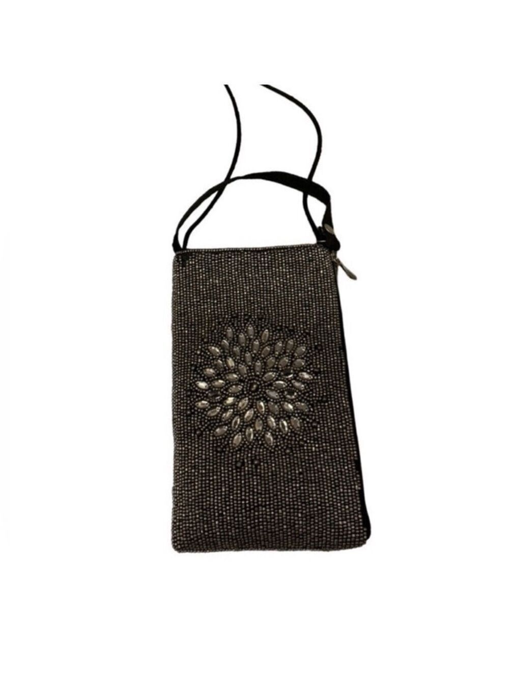 Beaded Floral Evening Bag 7 x 4.5 Inches - Picture 2 of 4